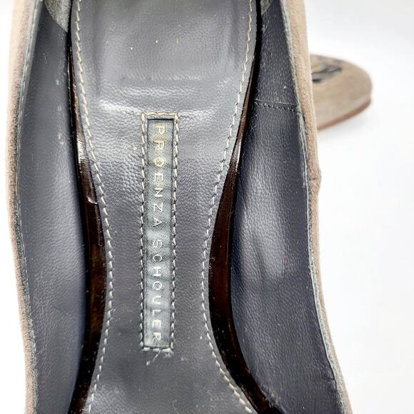 Vintage Proenza Schouler Brown Suede Patent Leather Cut-out Heels Women's Sz 8.5 - Picture 7 of 11